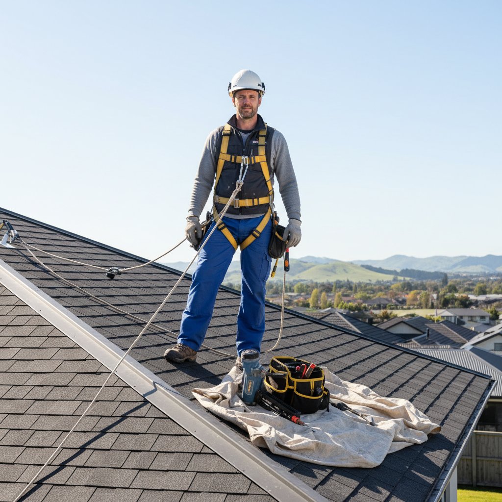 Roofer working on a Christchurch roof